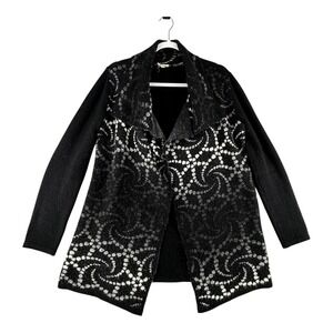 Ana Couture Black White Cardigan Sweater Womens Small Mohair Blend Oversized